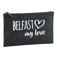 Kulturbeutel Belfast my love 1 Liter Filz Charcoal...