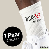 Socken Belfast my love Größe 37/46 White Motiv...