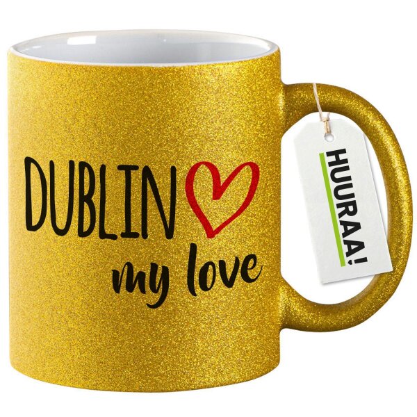 Glitzertasse Dublin my love 330ml