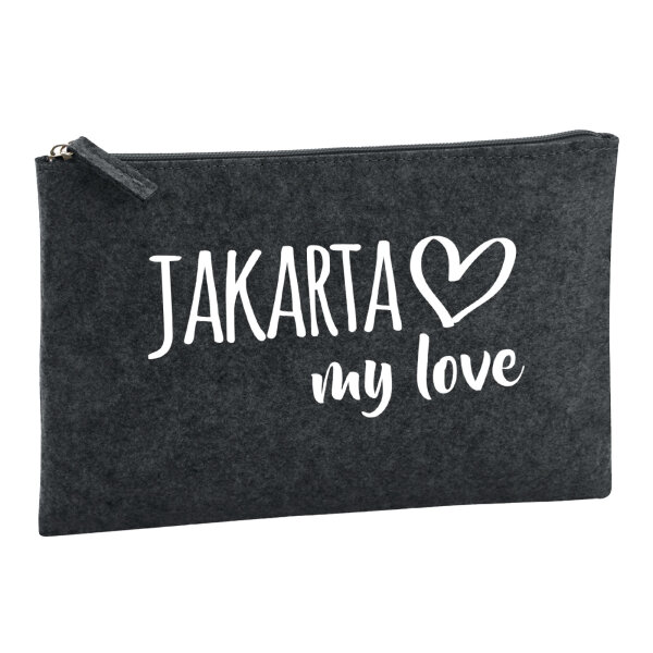 Kulturbeutel Jakarta my love 1 Liter Filz Charcoal Kosmetiktasche