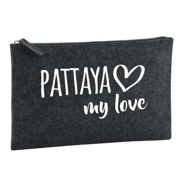 Kulturbeutel Pattaya my love 1 Liter Filz Charcoal Kosmetiktasche