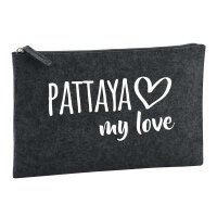Kulturbeutel Pattaya my love 1 Liter Filz Charcoal Kosmetiktasche