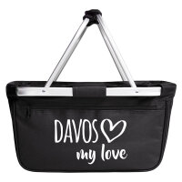 Einkaufskorb Davos my love in Black, faltbar, 20 Liter
