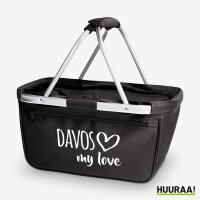 Einkaufskorb Davos my love in Black, faltbar, 20 Liter