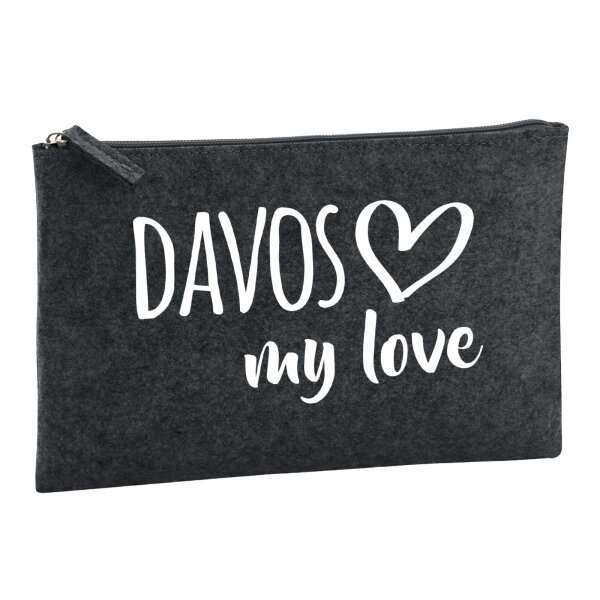 Kulturbeutel Davos my love 1 Liter Filz Charcoal Kosmetiktasche