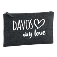 Kulturbeutel Davos my love 1 Liter Filz Charcoal Kosmetiktasche