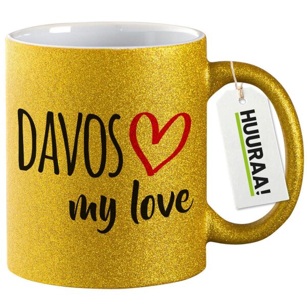 Glitzertasse Davos my love 330ml