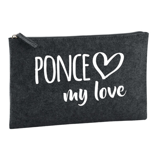 Kulturbeutel Ponce my love 1 Liter Filz Charcoal Kosmetiktasche