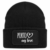 Beanie mit Patch Porto my love Black