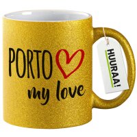 Glitzertasse Porto my love 330ml