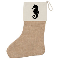 Weihnachtsstrumpf Seepferdchen Silhouette Beige