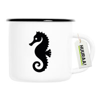 Emaille Tasse Seepferdchen Silhouette 300ml Vintage...