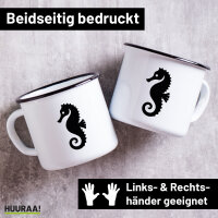 Emaille Tasse Seepferdchen Silhouette 300ml Vintage...