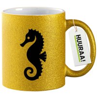 Glitzertasse Seepferdchen Silhouette 330ml