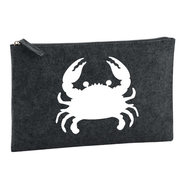 Kulturbeutel Krabbe Silhouette 1 Liter Filz Charcoal Kosmetiktasche