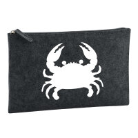 Kulturbeutel Krabbe Silhouette 1 Liter Filz Charcoal...