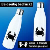 Edelstahl-Trinkflasche Krabbe Silhouette 500ml Wasserflasche