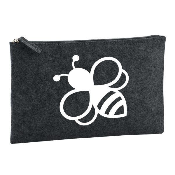 Kulturbeutel Biene Silhouette 1 Liter Filz Charcoal Kosmetiktasche