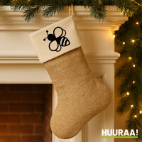 Weihnachtsstrumpf Biene Silhouette Beige