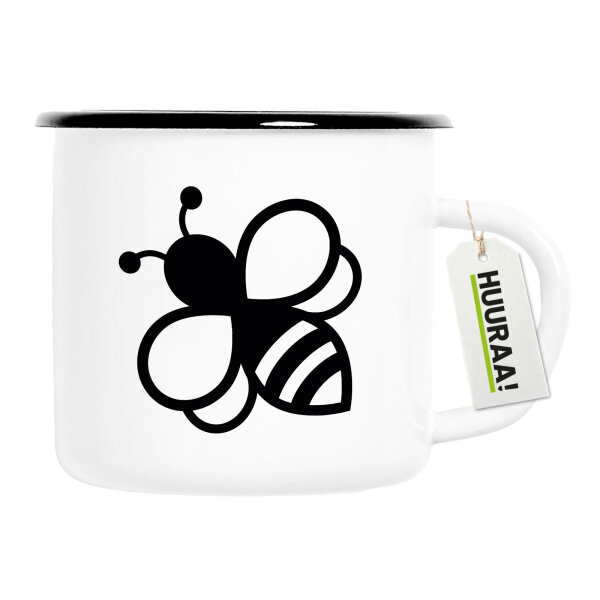 Emaille Tasse Biene Silhouette 300ml Vintage Emaille Becher