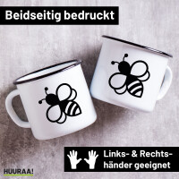 Emaille Tasse Biene Silhouette 300ml Vintage Emaille Becher