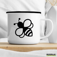 Emaille Tasse Biene Silhouette 300ml Vintage Emaille Becher
