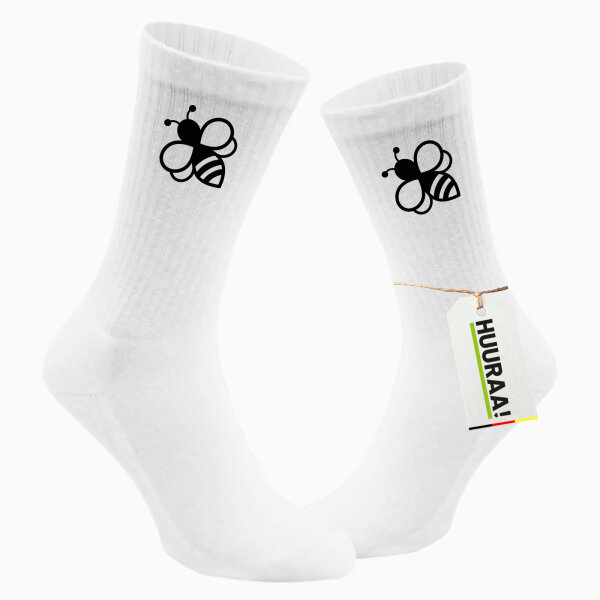 Socken Biene Silhouette Größe 37/46 White Motiv Tennissocken