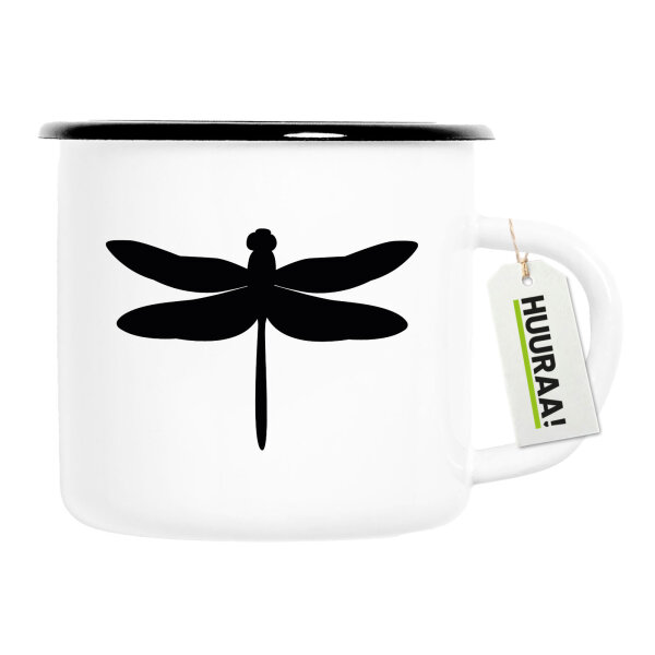 Emaille Tasse Libelle Silhouette 300ml Vintage Emaille Becher