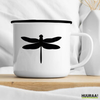 Emaille Tasse Libelle Silhouette 300ml Vintage Emaille Becher