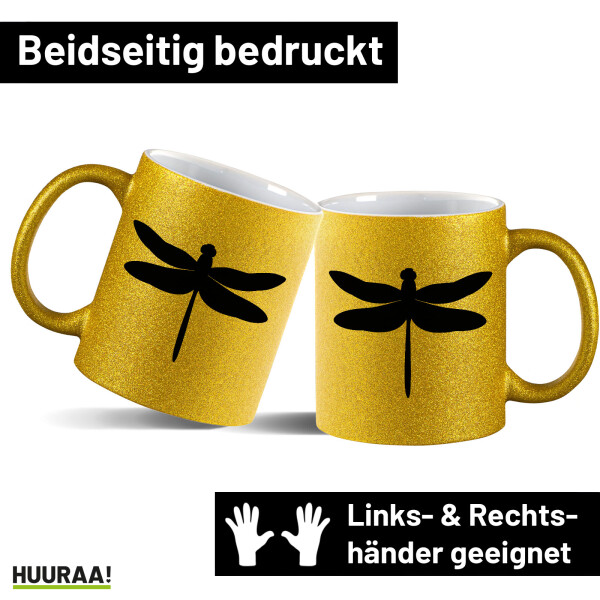 Glitzertasse Libelle Silhouette 330ml