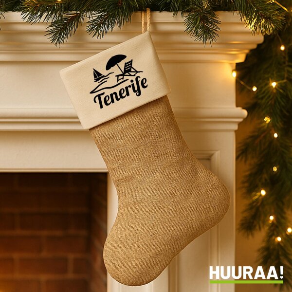 Weihnachtsstrumpf Tenerife Inselmotiv Spanien Beige