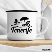Emaille Tasse Tenerife Inselmotiv Spanien 300ml Vintage Emaille Becher