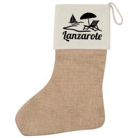 Weihnachtsstrumpf Lanzarote Inselmotiv Spanien Beige