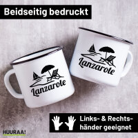 Emaille Tasse Lanzarote Inselmotiv Spanien 300ml Vintage Emaille Becher