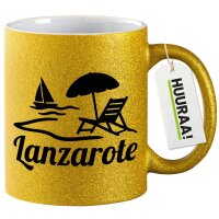 Glitzertasse Lanzarote Inselmotiv Spanien 330ml