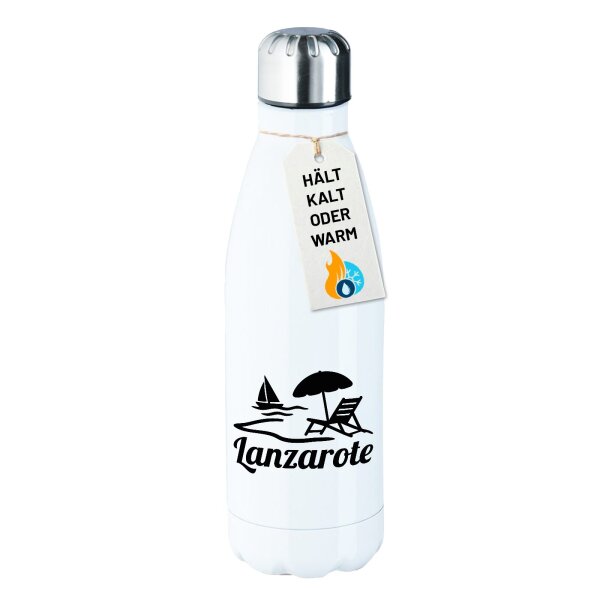 Edelstahl-Trinkflasche Lanzarote Inselmotiv Spanien 500ml Wasserflasche