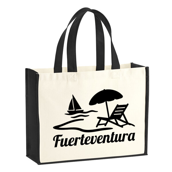 Jutetasche Fuerteventura Inselmotiv Spanien 21 Liter Black
