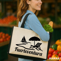 Jutetasche Fuerteventura Inselmotiv Spanien 21 Liter Black