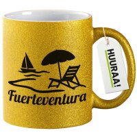 Glitzertasse Fuerteventura Inselmotiv Spanien 330ml