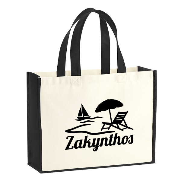 Jutetasche Zakynthos Inselmotiv Griechenland 21 Liter Black