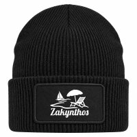 Beanie mit Patch Zakynthos Inselmotiv Griechenland Black