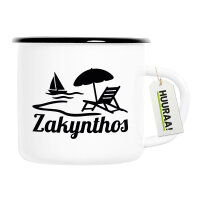 Emaille Tasse Zakynthos Inselmotiv Griechenland 300ml Vintage Emaille Becher