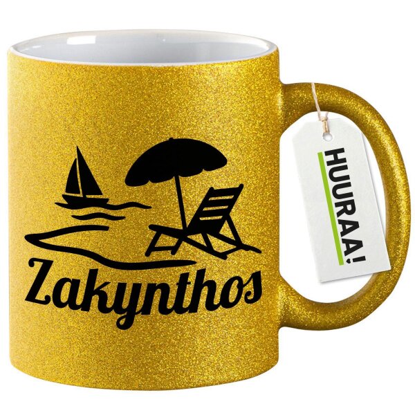 Glitzertasse Zakynthos Inselmotiv Griechenland 330ml