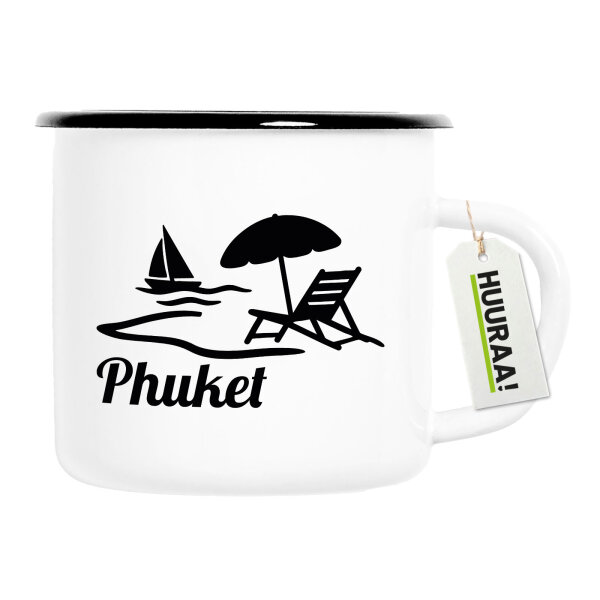 Emaille Tasse Phuket Inselmotiv Thailand 300ml Vintage Emaille Becher