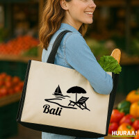 Jutetasche Bali Inselmotiv Indonesien 21 Liter Black