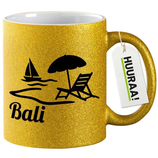 Glitzertasse Bali Inselmotiv Indonesien 330ml