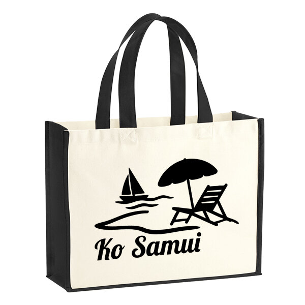 Jutetasche Ko Samui Inselmotiv Thailand 21 Liter Black
