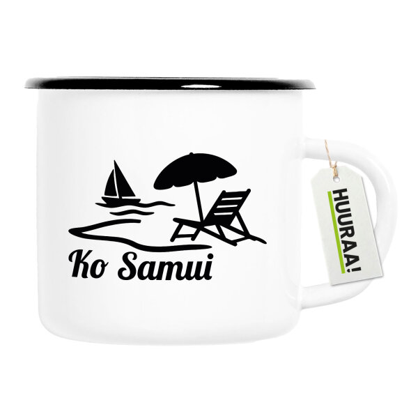 Emaille Tasse Ko Samui Inselmotiv Thailand 300ml Vintage Emaille Becher