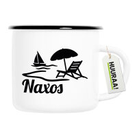 Emaille Tasse Naxos Inselmotiv Griechenland 300ml Vintage Emaille Becher