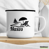 Emaille Tasse Naxos Inselmotiv Griechenland 300ml Vintage Emaille Becher